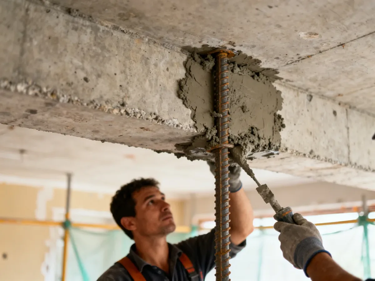 Naprawa ubytków betonu i zabezpieczanie zbrojenia zaprawą PCC
