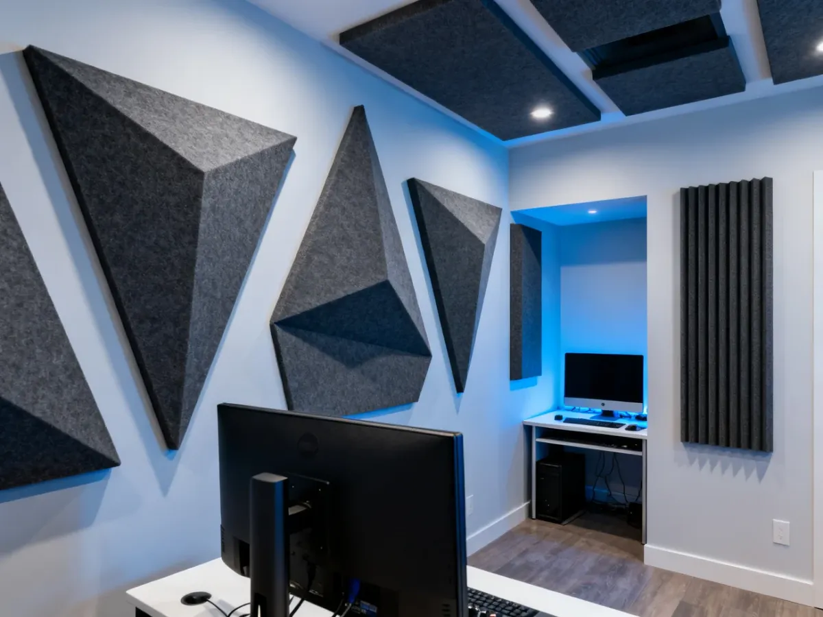 Piankowe panele akustyczne w domowym studio